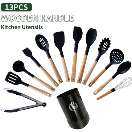 Silicone Cooking Utensils Set for Kitchen,446°F Heat Resistant 13 Pcs Non-Stick