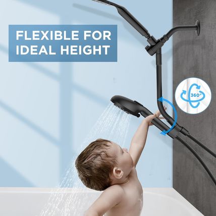 Dual Filtered Rain Shower Head Combo, High Pressure Handheld Shower Head with Ad