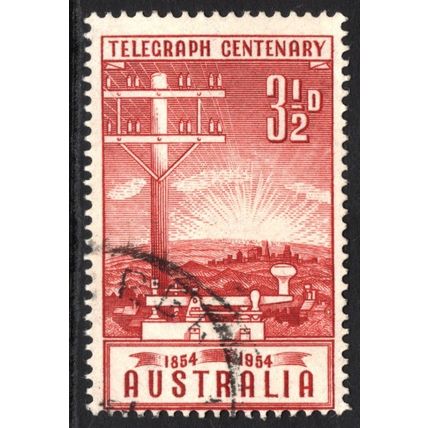 AUSTRALIA 1954: TELEGRAPH CENTENARY - 3½d USED (G2)