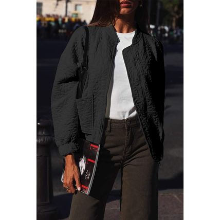 Black Floral Quilted Jacket