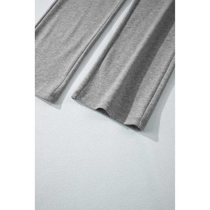 Light Grey Solid Color Fleece Lined Drawstring Waist Casual Pants
