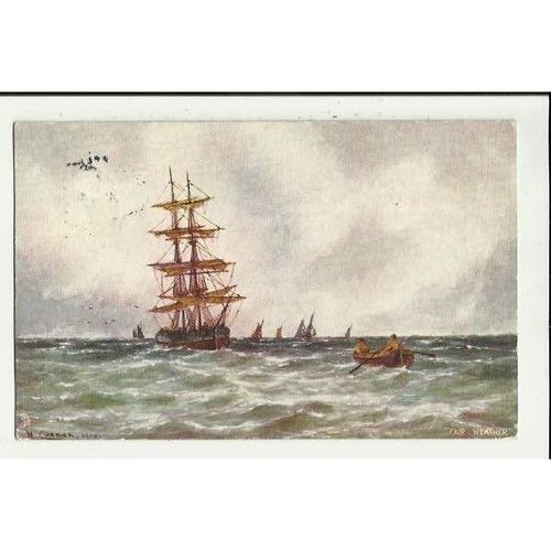 9053 COASTING VESSELS Fair Weather Tuck Oilette Postcard