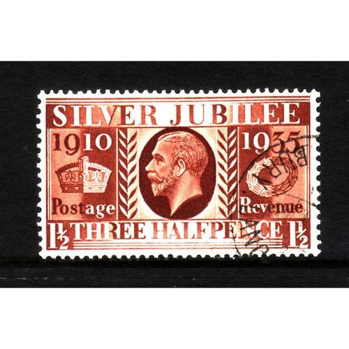 GREAT BRITAIN 1935 SILVER JUBILEE SG 455 1 1/2d RED BROWN FINE USED#
