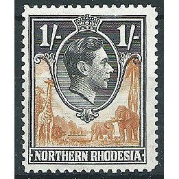 Northern Rhodesia 1938 SG50 1/- Yellow-Brown & Black Mounted Mint ... .