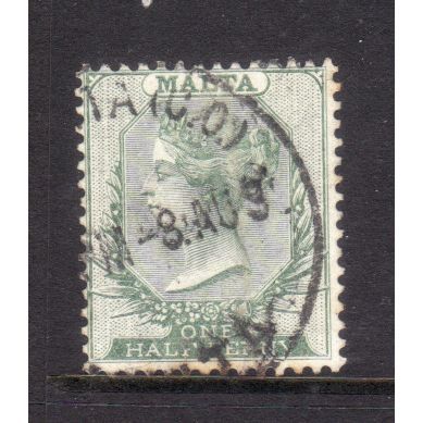 MALTA 1885 SG 20 1/2d GREEN FINE USED#4