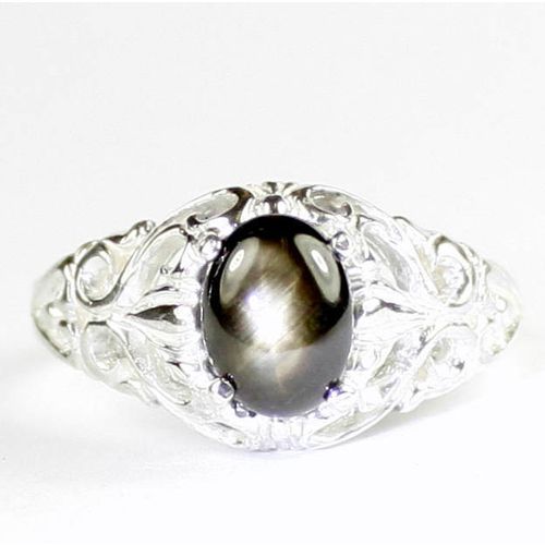 Black Star Sapphire, 925 Sterling Silver Ring, SR113