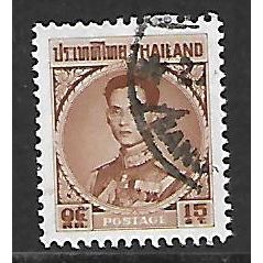 THAILAND 1963 15s BROWN KING BHUMIBOL SG 478 FINE USED#