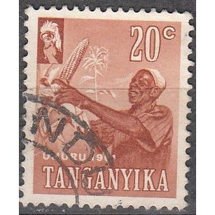 Tanganyika 1961 Michel 101 O Cote (2005) 0.10 Euro Agriculteur avec maïs