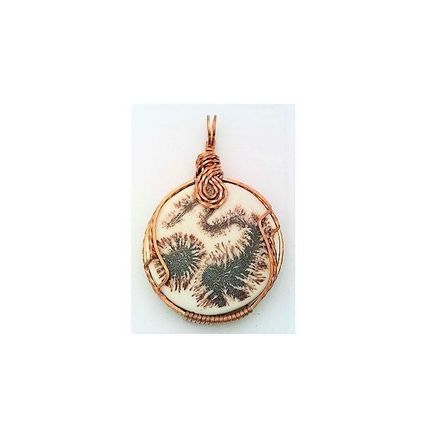 Iron Oxide Porcelain Copper Wire Wrap Pendant 3