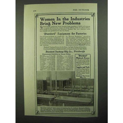 1918 Standard Sanitary Plumbing Ad - Hamton Wash Sink
