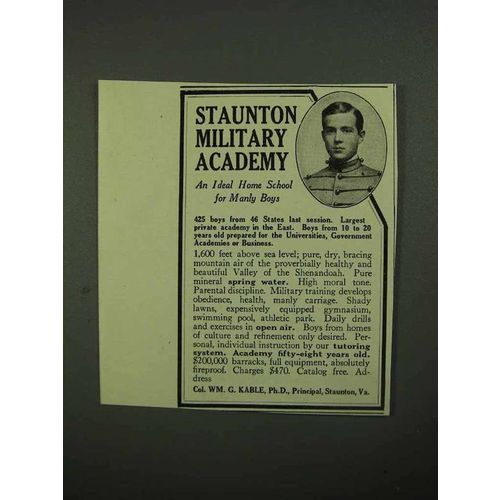 1918 Staunton Military Academy Ad - For Manly Boys