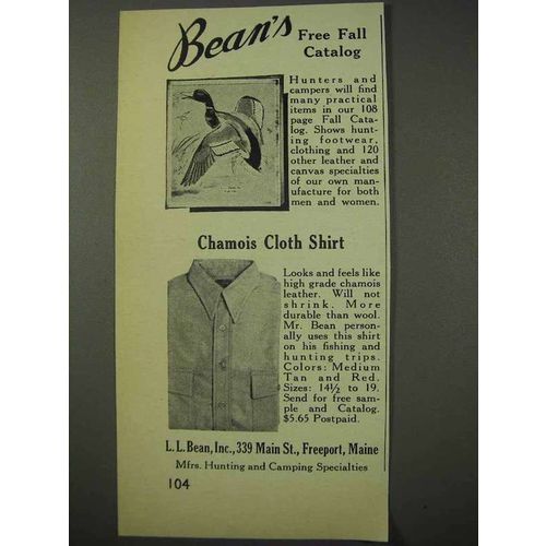 1958 L.L. Bean Chamois Cloth Shirt Ad