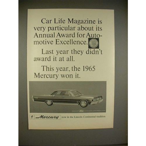 1965 Mercury Car Ad - Award for Automotive Excellence