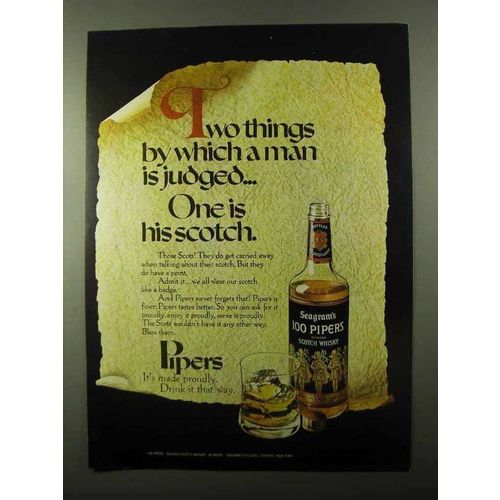 1971 Seagram's 100 Pipers Scotch Ad - Man is Judged