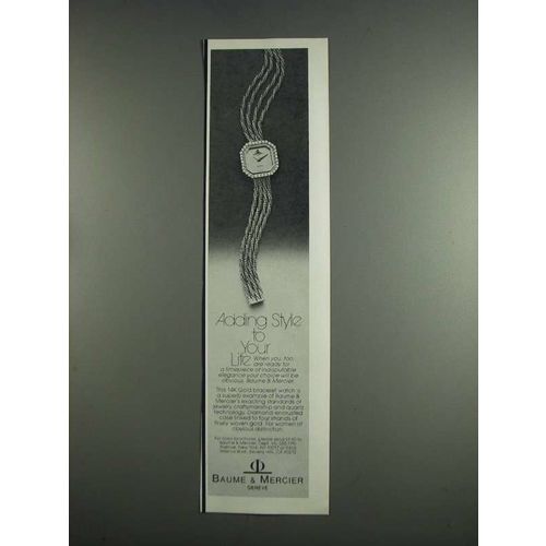 1984 Baume & Mercier Gold Bracelet Watch Ad - Style