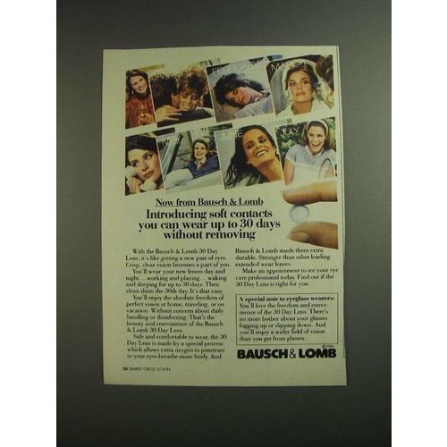 1984 Bausch & Lomb 30 Day Lens Contacts Ad