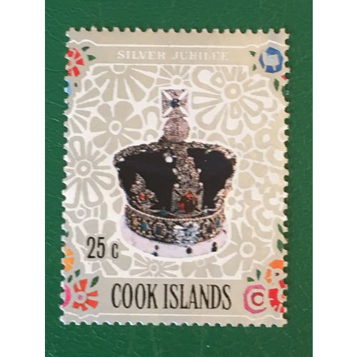 Cook Is QEII 1977 Silver Jubilee 25c State Crown Unmounted Mint NHM SG 564 stamp