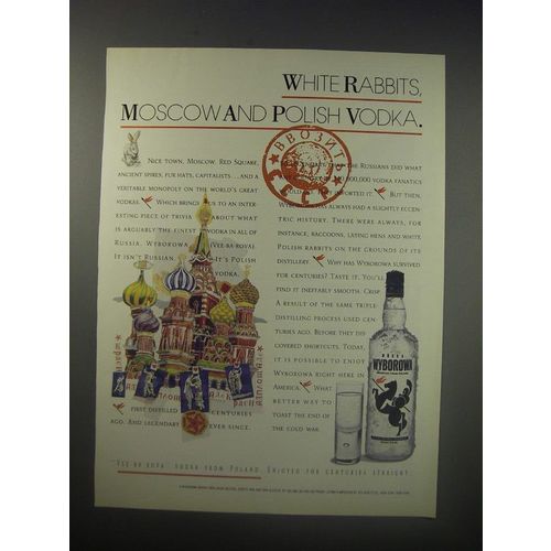 1990 Wyborowa Vodka Ad - White Rabbits, Moscow and Polish Vodka