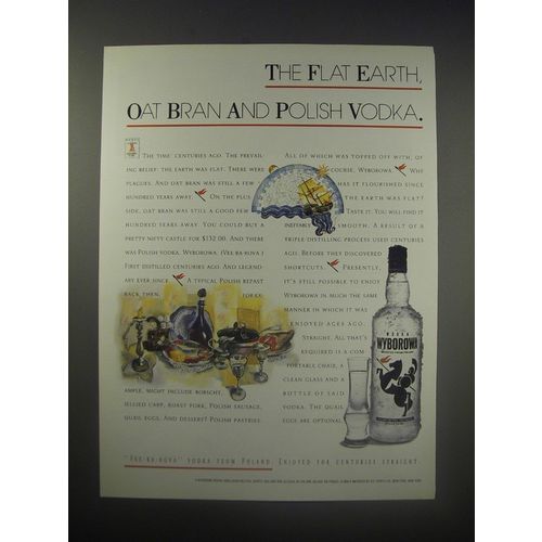 1990 Wyborowa Vodka Ad - The flat earth, oat bran and polish vodka