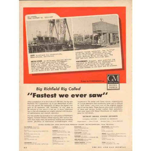 DETROIT DIESEL 1954 General Motors fastest we ever saw oil vintage ad