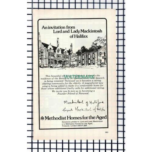 C6540) Norwood Residential Home Ipswich Lord Mackintosh - 1979 Cutting