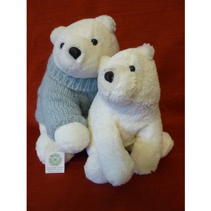 LOT OF 2 BATH & BODY WORKS POLAR BEARS LARGE BEAR HAS GRAY COWL NECK SWEATER