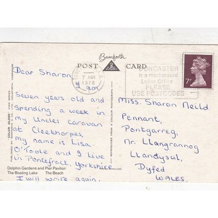 Cleethorpes Postcard posted 1978 corner crease