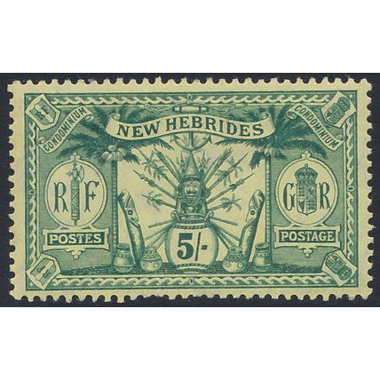 New Hebrides 1911 - sg28 - 5sh green / yellow - UMM (ref 375)