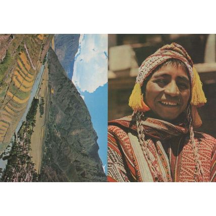 Pisaq Peru Native in Sunday Costume Fashion Robes 2x Postcard