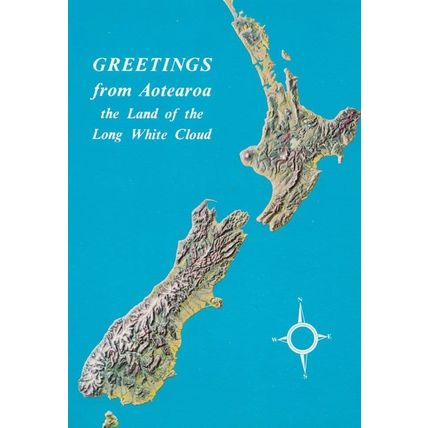 New Zealand Aotearou Land Of The Long White Cloud Map Postcard