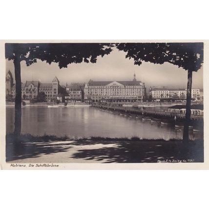 Koblenz Schiffbrücke Deutsche Rhine Old German Postcard