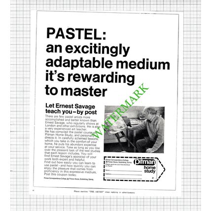 Ernest Savage Artist Course Advert - 1968 Cutting
