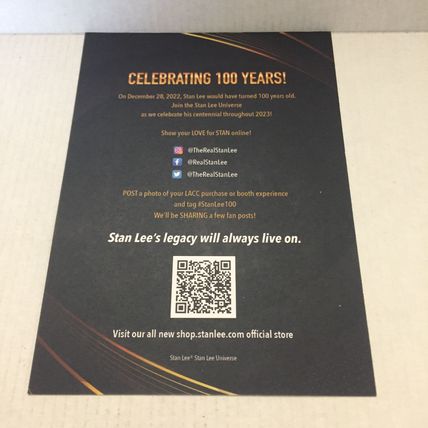 Celebrating 100 Years Stan Lee 7'' x 5'' Promo Post Card