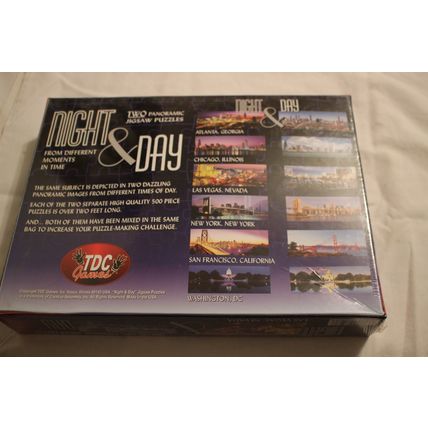 NIGHT & DAY LAS VEGAS, NEVADA 2-500 PIECE PANORAMIC PUZZLES MOSTLY SEALED