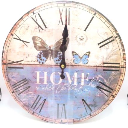 Blue Butterfly Wall Clock Home is Where the Heart is? 29.5 CM Home Decor Gift
