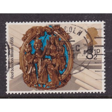 GB Postmark Lincoln 1974 Roof Boss York Minster 3.5p VGC