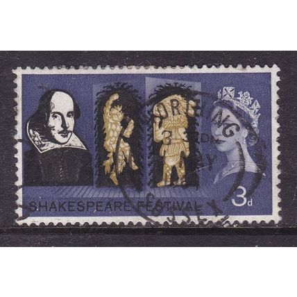 GB Postmark Worthing 1964 Shakespeare Festival 3d VGC