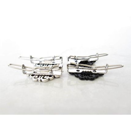 Extra tiny small silver or black metal hair pin clip barrette (set of two)