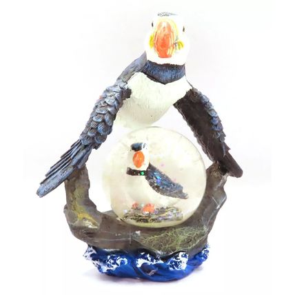 Puffin Minature Water ball with Glitter 10.5 CM Sea Birds Home Decor Gift Beach