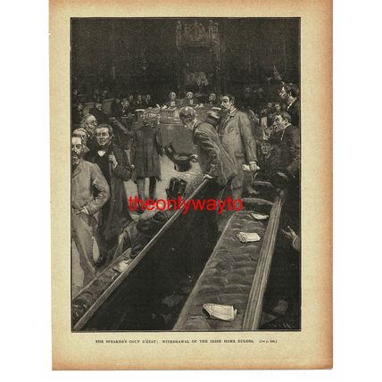 Parliament Speaker Removes Irish Home Rulers, Book Illustration (Print), c1895