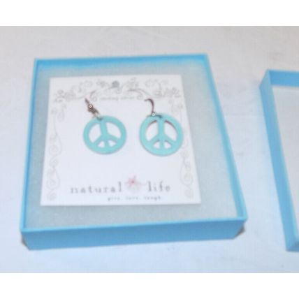Nautral Life Peace Symbol Dangle Earrings Sterling Silver