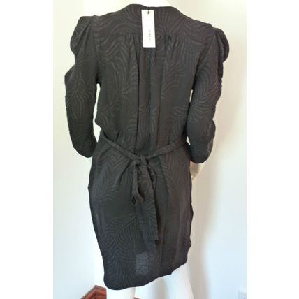 Rutzou Black Deep Plunge Neck Silk Dress Size 34 BNWT FREE UK P&P