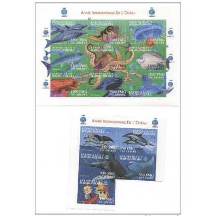 Madagascar 1998 IMPERF NON DENTELE Année Internationale de l'Océan Poissons