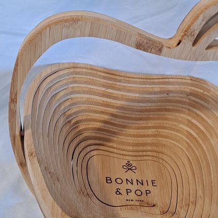 BONNIE & POP WOOD BOWL Wooden Collapsible Apple shaped Veggie Fruit Basket