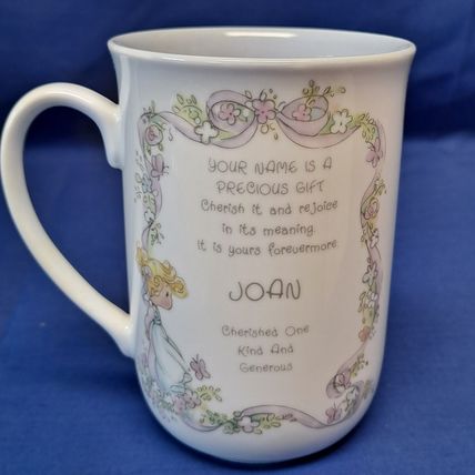 Vintage 1990 Enesco PRECIOUS MOMENTS JOAN COFFEE MUG Porcelain Tea Cup