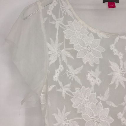 Vince Camuto Sheer White Floral Cover Up Dress with Lace Accents Size L