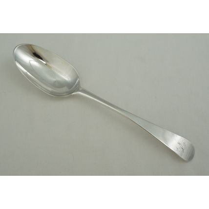 Heavy 8" Georgian Silver Old English Table Spoon, London 1743, 206mm, 64g.