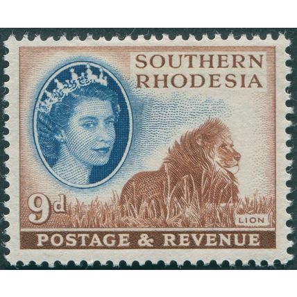 Southern Rhodesia 1953 9d deep blue & reddish brown SG85 unused