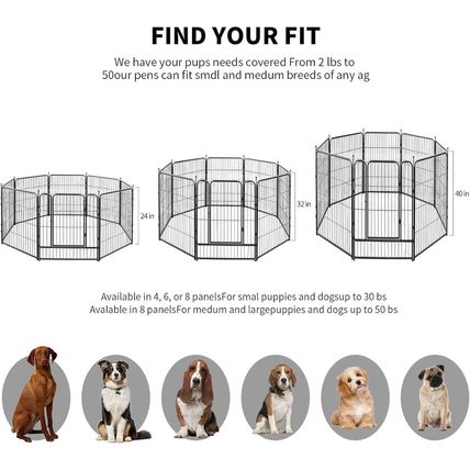 Dog Playpen, Dog Fences for the Yard, Portable Outdoor Dog Playpen for Large/Med