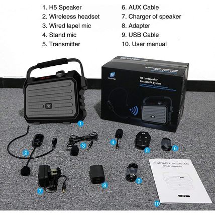 Wireless PA System with Wireless Headset Microphone Lavalier Lapel Microphone Tr